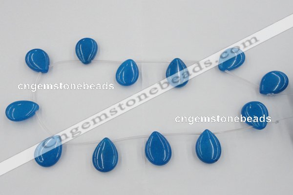 CCN2710 Top-drilled 18*25mm flat teardrop candy jade beads