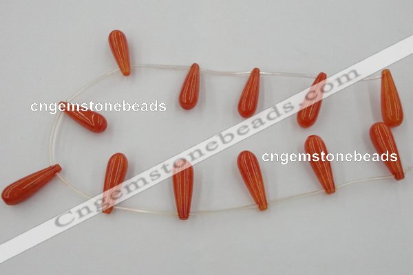 CCN2733 Top-drilled 10*30mm teardrop candy jade beads wholesale