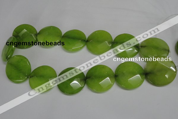 CCN288 15.5 inches 30mm faceted coin candy jade beads wholesale