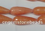 CCN2883 15.5 inches 10*30mm faceted teardrop candy jade beads