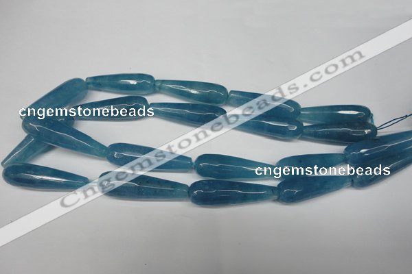 CCN2894 15.5 inches 10*40mm faceted teardrop candy jade beads