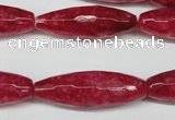 CCN2911 15.5 inches 10*30mm faceted rice candy jade beads