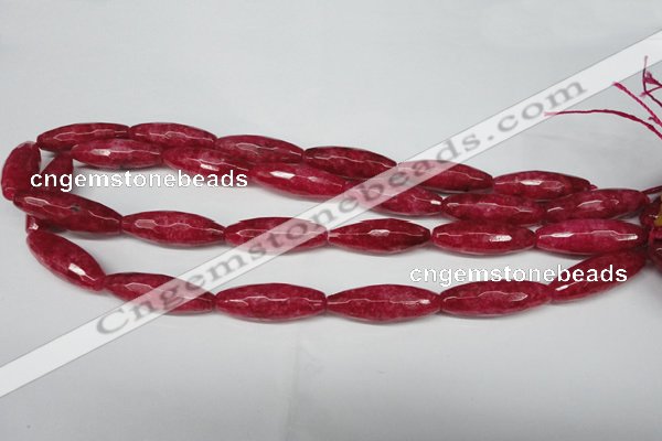 CCN2911 15.5 inches 10*30mm faceted rice candy jade beads