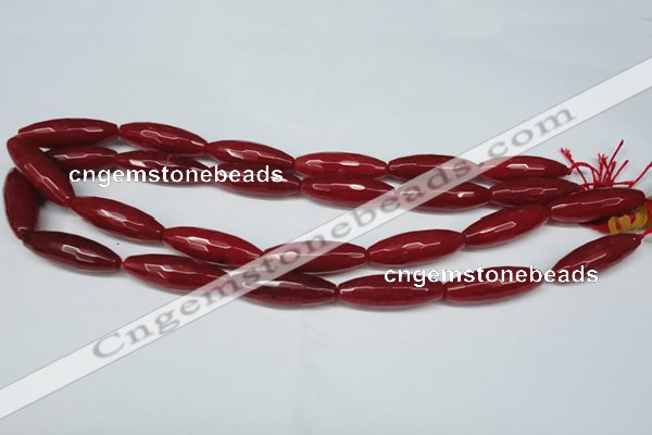 CCN2912 15.5 inches 10*30mm faceted rice candy jade beads