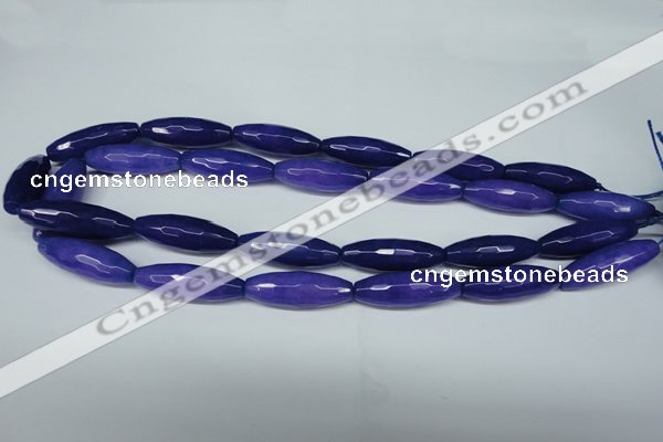 CCN2914 15.5 inches 10*30mm faceted rice candy jade beads