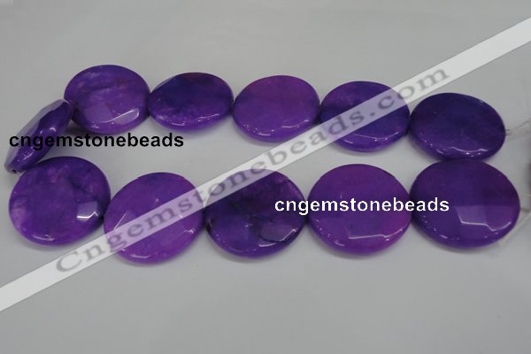 CCN306 15.5 inches 35mm faceted coin candy jade beads wholesale