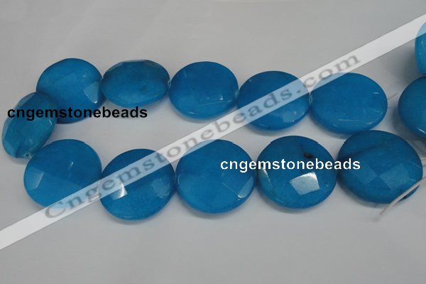 CCN308 15.5 inches 35mm faceted coin candy jade beads wholesale