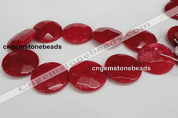 CCN317 15.5 inches 40mm faceted coin candy jade beads wholesale