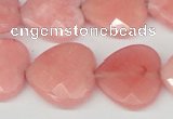 CCN356 15.5 inches 20*20mm faceted heart candy jade beads wholesale