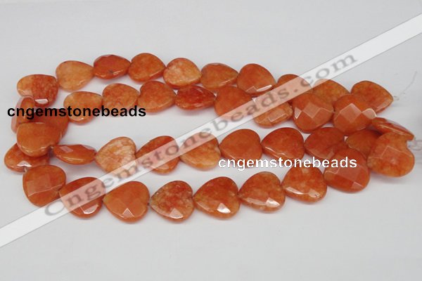 CCN357 15.5 inches 20*20mm faceted heart candy jade beads wholesale