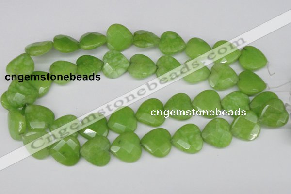 CCN360 15.5 inches 20*20mm faceted heart candy jade beads wholesale