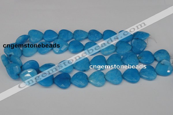 CCN361 15.5 inches 20*20mm faceted heart candy jade beads wholesale