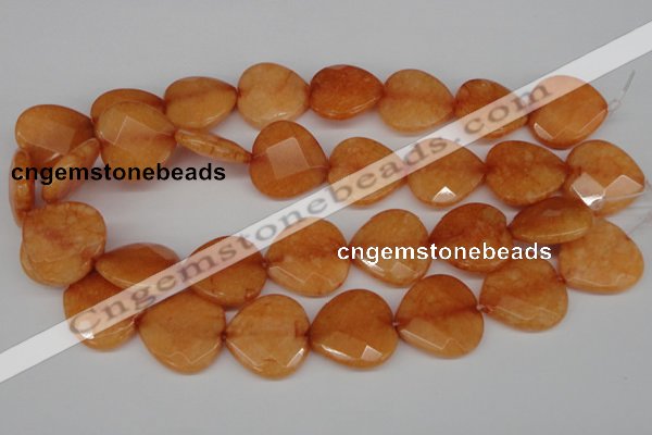 CCN371 15.5 inches 25*25mm faceted heart candy jade beads wholesale