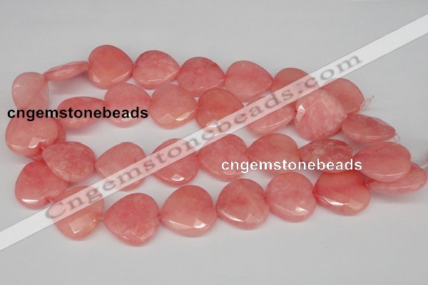CCN372 15.5 inches 25*25mm faceted heart candy jade beads wholesale