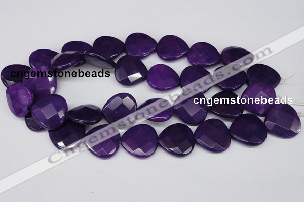 CCN376 15.5 inches 25*25mm faceted heart candy jade beads wholesale
