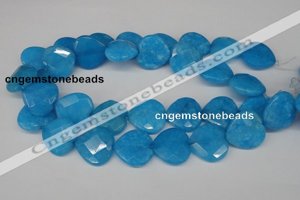 CCN377 15.5 inches 25*25mm faceted heart candy jade beads wholesale