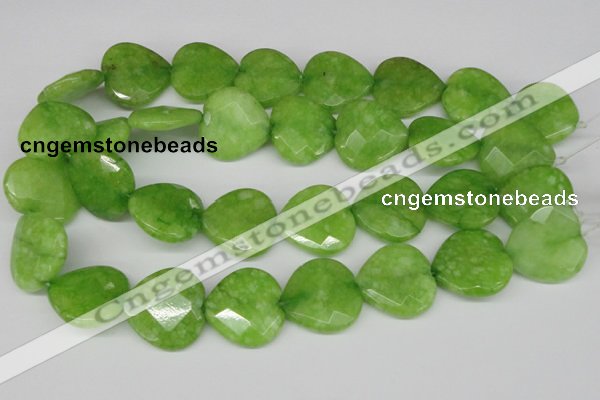 CCN378 15.5 inches 25*25mm faceted heart candy jade beads wholesale