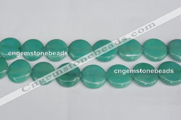 CCN3844 15.5 inches 30mm flat round candy jade beads wholesale