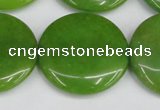 CCN3845 15.5 inches 30mm flat round candy jade beads wholesale