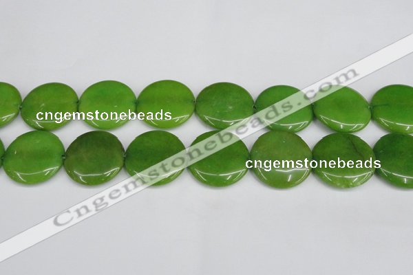 CCN3845 15.5 inches 30mm flat round candy jade beads wholesale