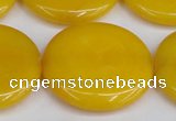 CCN3850 15.5 inches 35mm flat round candy jade beads wholesale