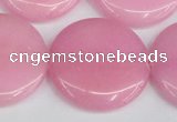 CCN3851 15.5 inches 35mm flat round candy jade beads wholesale