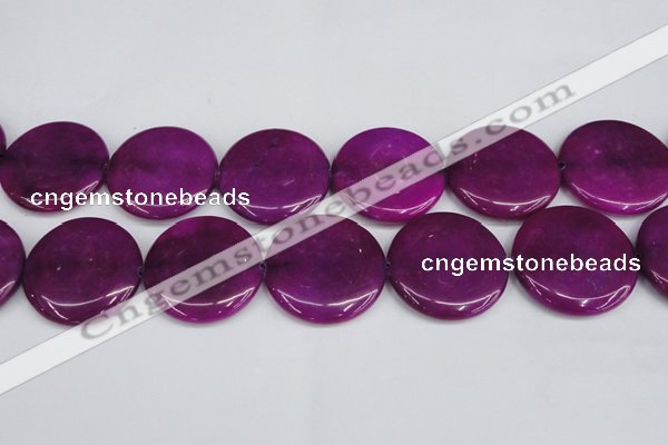 CCN3854 15.5 inches 35mm flat round candy jade beads wholesale