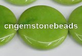 CCN3856 15.5 inches 35mm flat round candy jade beads wholesale