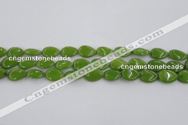 CCN3868 15.5 inches 13*18mm flat teardrop candy jade beads