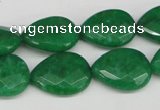 CCN388 15.5 inches 15*20mm faceted flat teardrop candy jade beads