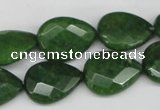 CCN389 15.5 inches 15*20mm faceted flat teardrop candy jade beads