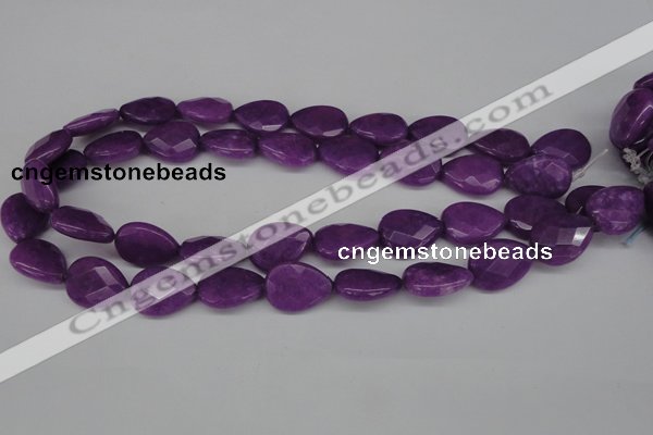 CCN390 15.5 inches 15*20mm faceted flat teardrop candy jade beads