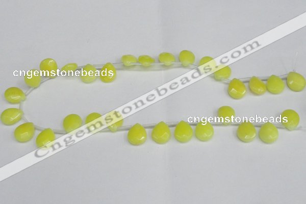 CCN3933 Top-drilled 12*15mm briolette candy jade beads wholesale