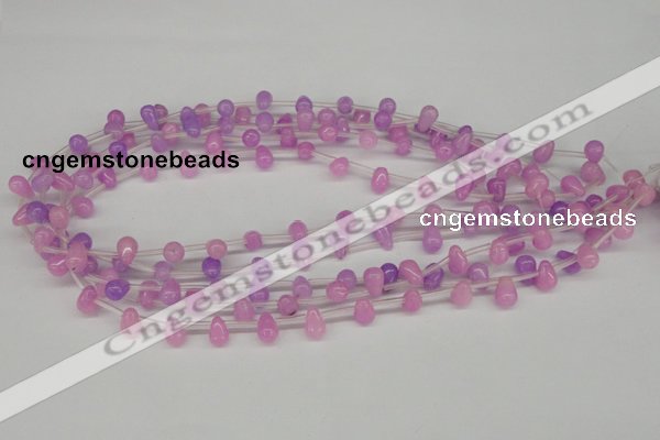 CCN430 15.5 inches Top-drilled 6*9mm teardrop candy jade beads