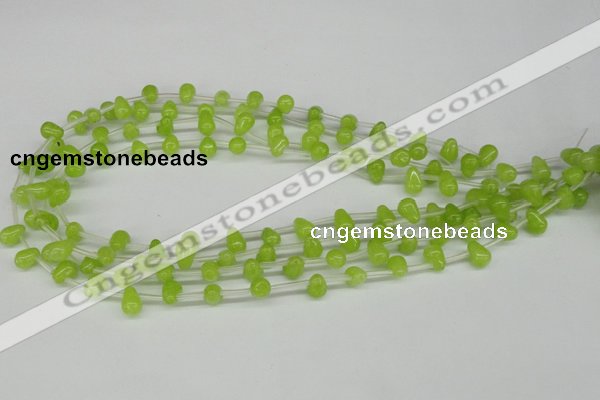 CCN438 15.5 inches Top-drilled 6*9mm teardrop candy jade beads