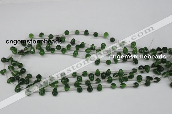 CCN439 15.5 inches Top-drilled 6*9mm teardrop candy jade beads