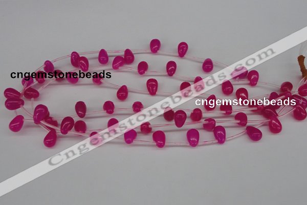 CCN451 15.5 inches Top-drilled 8*12mm teardrop candy jade beads