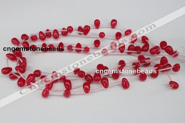 CCN452 15.5 inches Top-drilled 8*12mm teardrop candy jade beads