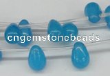 CCN457 15.5 inches Top-drilled 8*12mm teardrop candy jade beads