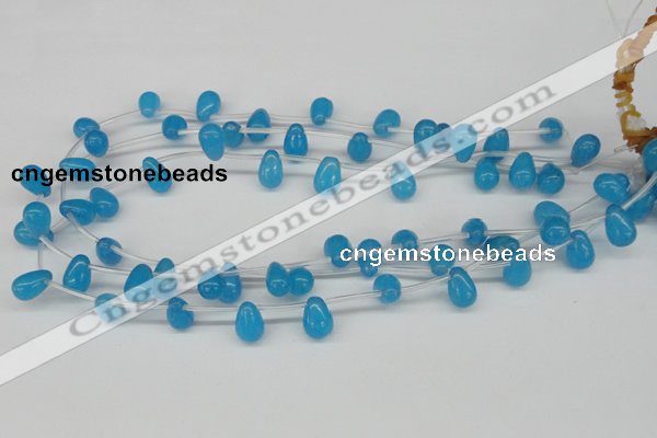 CCN457 15.5 inches Top-drilled 8*12mm teardrop candy jade beads