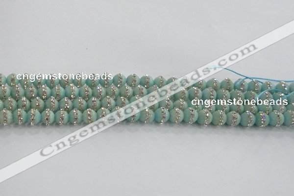 CCN4610 15.5 inches 6mm round candy jade with rhinestone beads