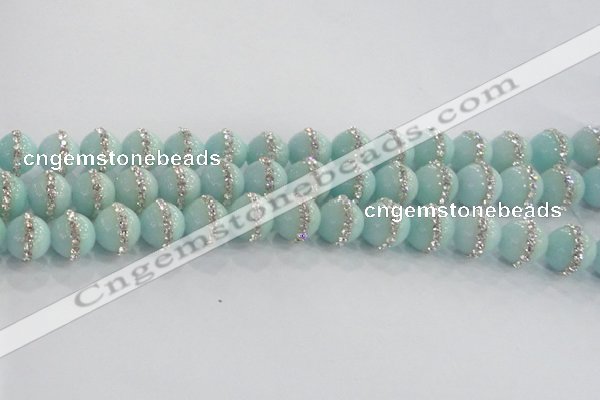 CCN4611 15.5 inches 8mm round candy jade with rhinestone beads