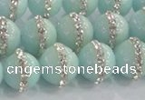 CCN4612 15.5 inches 10mm round candy jade with rhinestone beads