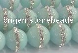 CCN4613 15.5 inches 12mm round candy jade with rhinestone beads