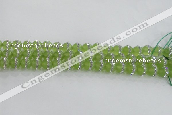 CCN4620 15.5 inches 6mm round candy jade with rhinestone beads