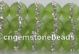 CCN4623 15.5 inches 12mm round candy jade with rhinestone beads