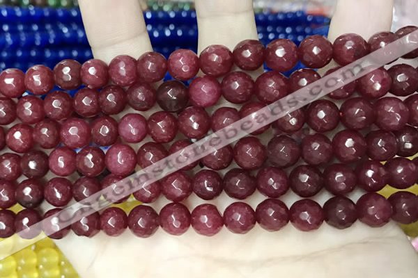 CCN5729 15 inches 8mm faceted round candy jade beads