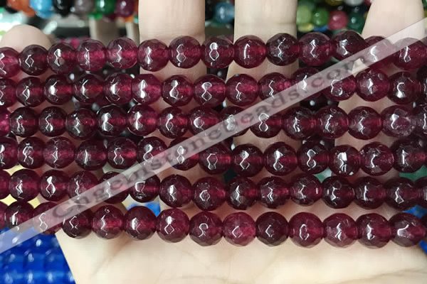 CCN5733 15 inches 8mm faceted round candy jade beads