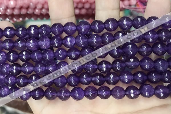 CCN5737 15 inches 8mm faceted round candy jade beads