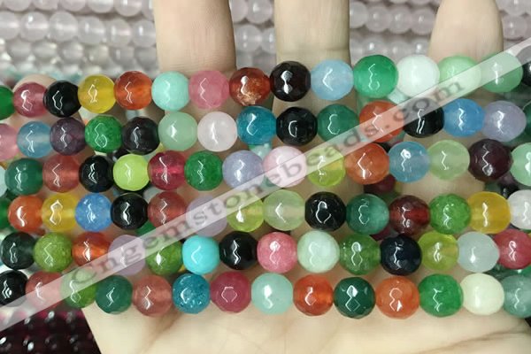 CCN5742 15 inches 8mm faceted round candy jade beads